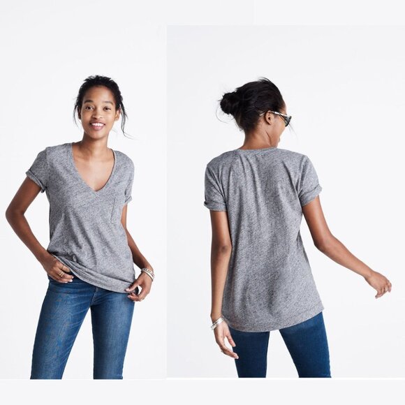 Madewell - Whisper Cotton V-Neck Pocket Tee Short Sleeve 04346 | Size Medium - Picture 2 of 8